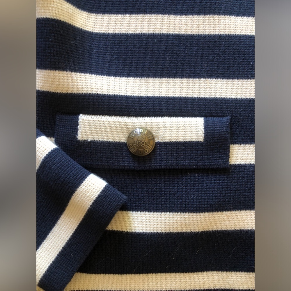 Boden Holly knitted jacket Navy & Cream Striped Button-Front Cardigan US size 2 - Picture 4 of 5